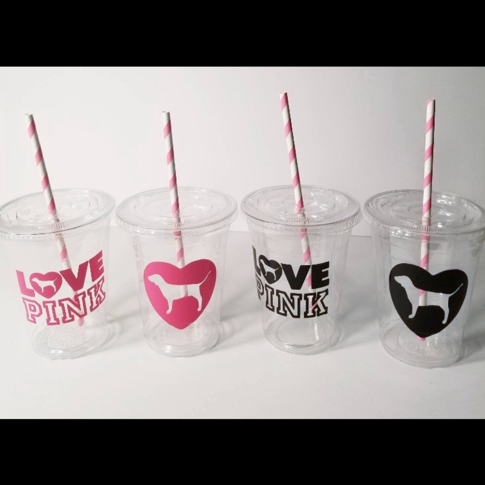 VS Pink Party Straw Cups 16 OZ